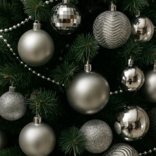 Silver 36 Piece Christmas Bauble Set Silver 36 Piece Christmas Bauble Set